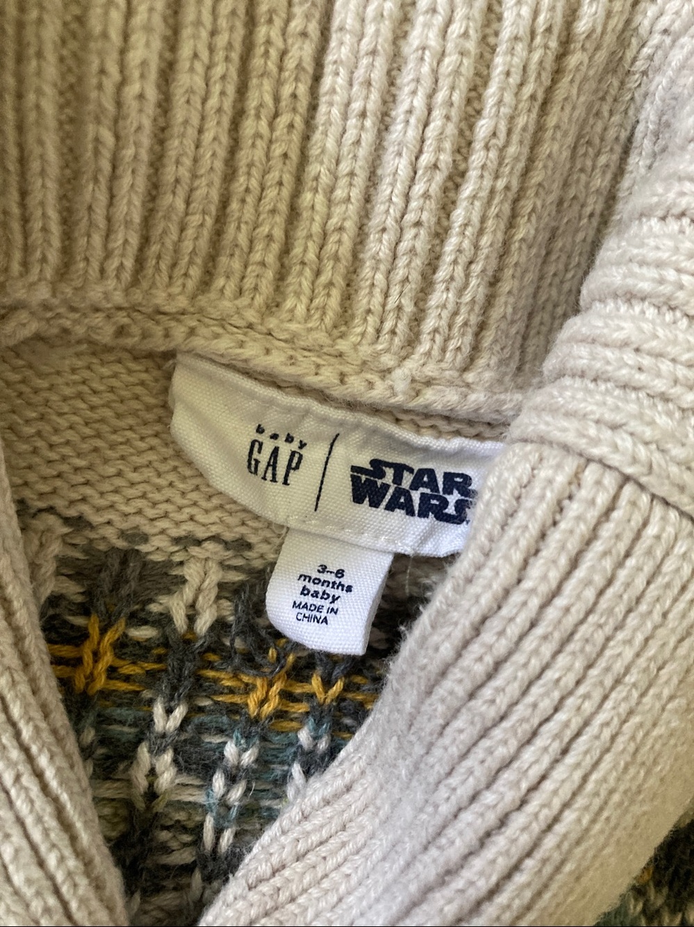 Baby GAP x Star Wars cotton fairisle sweater, 3-6M - Picture 4 of 5